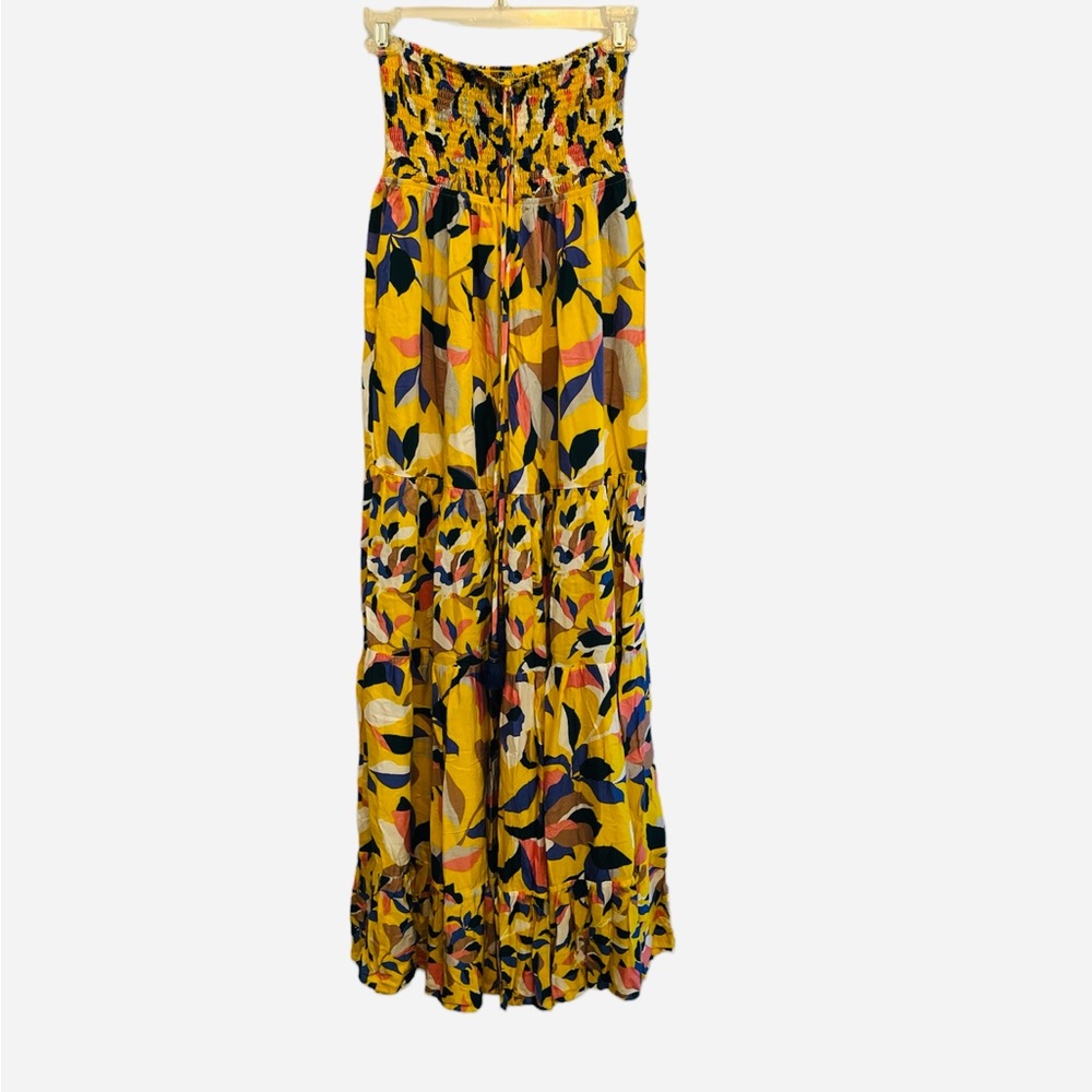 Maaji size Medium Maxi Dress yellow, multi print with string neck